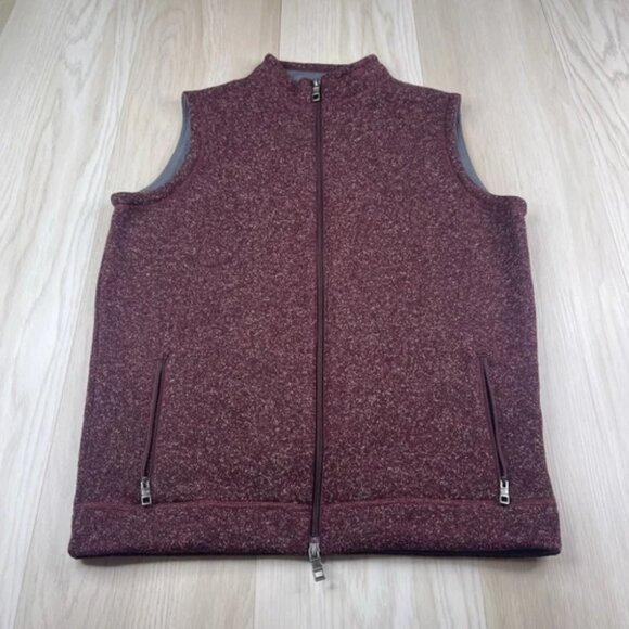 Peter Millar Crown Sweater Fleece Vest Burgundy Full-Zip Claret Size M Medium - Picture 1 of 8